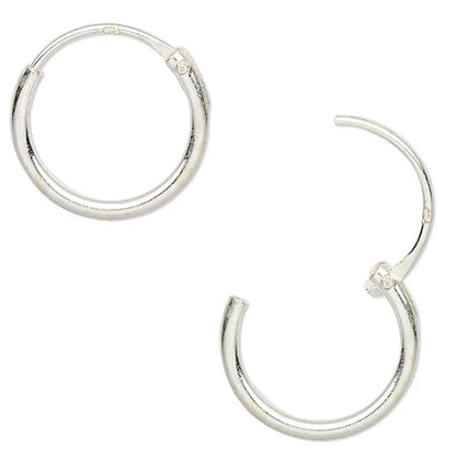 Sterling Silver Endless Hoop Earrings 12mm Round, 4 Pairs