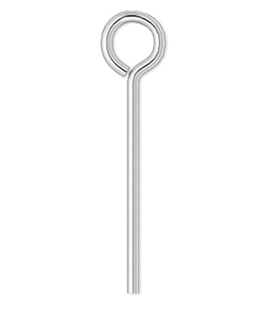 Silver Plated Brass Eye Pins, 1-1/2 inch, 21 Gauge, 100 pcs