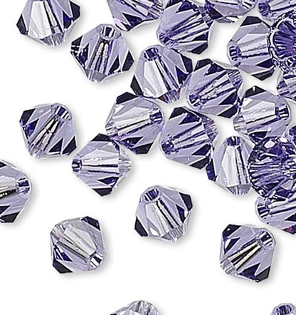 Swarovski Tanzanite Purple 5328 Bicone Beads, 4mm - 48 or 144 pcs