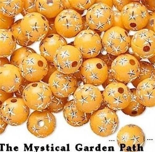 Acrylic Round Beads with Silver Stars, 8mm, 50g (approx. 160–180 pcs)