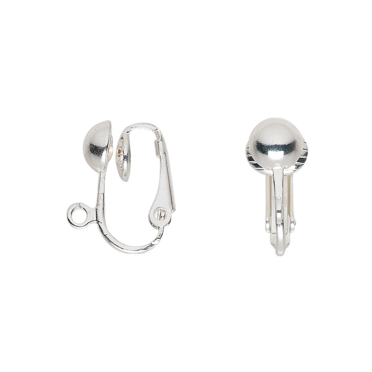Silver Plated Brass Clip-On Earring Blanks 16mm Half Ball