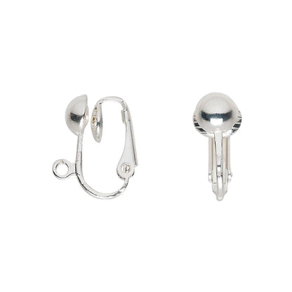 Silver Plated Brass Clip-On Earring Blanks 16mm Half Ball