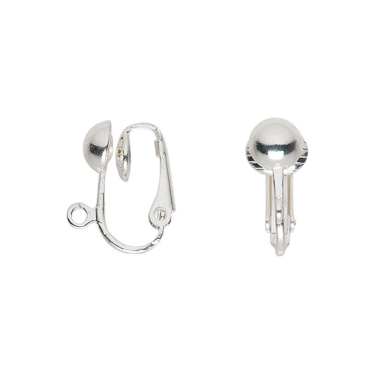 Silver Plated Brass Clip-On Earring Blanks 16mm Half Ball