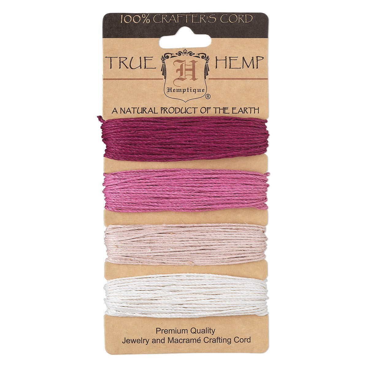 Hemptique Ruby Shades Hemp Cord, 1mm 20lb Test - 120 Feet (4 Colors)