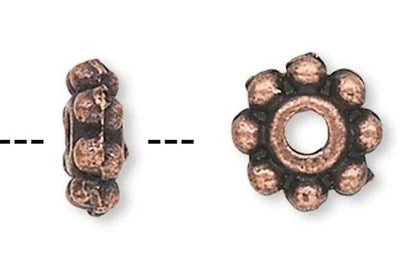 Antiqued Copper Daisy Heishi Spacer Beads, 5x2mm, 1 Strand (approx. 184–224)
