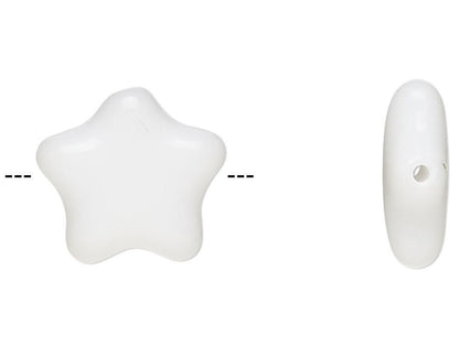 Czech Pressed Glass Opaque White 11x11mm Star Beads with 0.9-1mm Hole 1 Std(35)