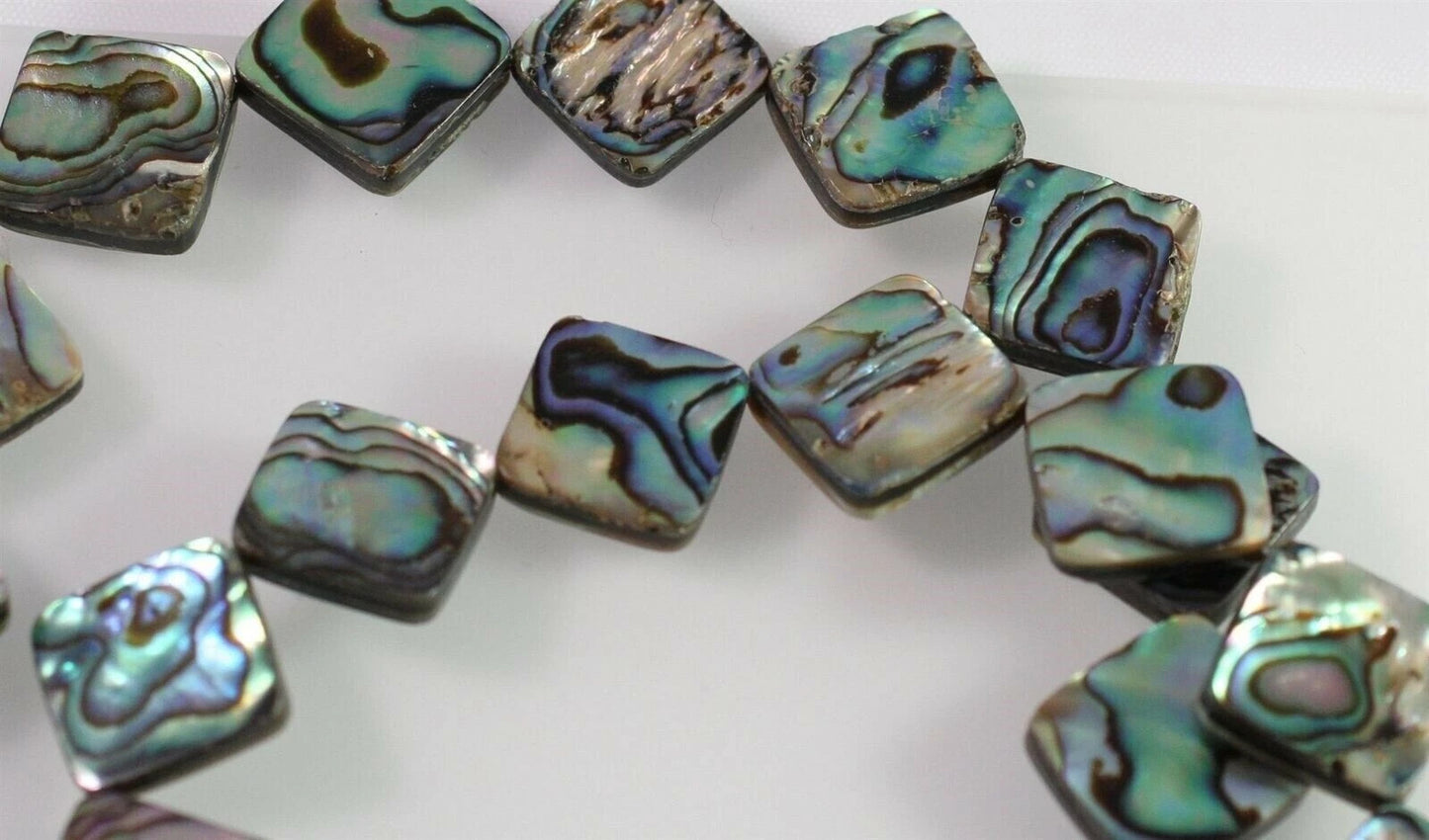Iridescent Paua Shell Flat Diamond Beads, 14x14mm, 1 Strand (approx. 22)