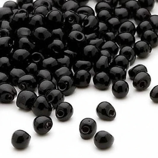 Miyuki Opaque Jet Black Teardrop Fringe Beads, 4x3.4mm, 10g