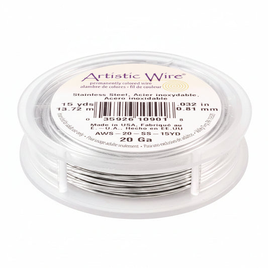 Artistic Wire Stainless Steel Round Wire, 20 Gauge, 15 Yards