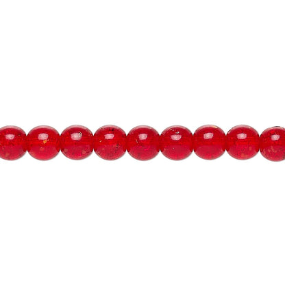 Row of red beads on a white background