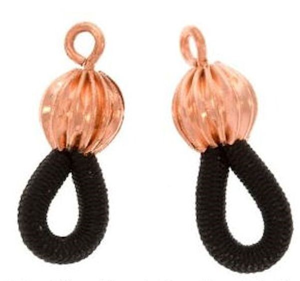 Eyeglass Holders, Black Elastic Cord Copper Plated Bead, 144 pcs (72 pairs)