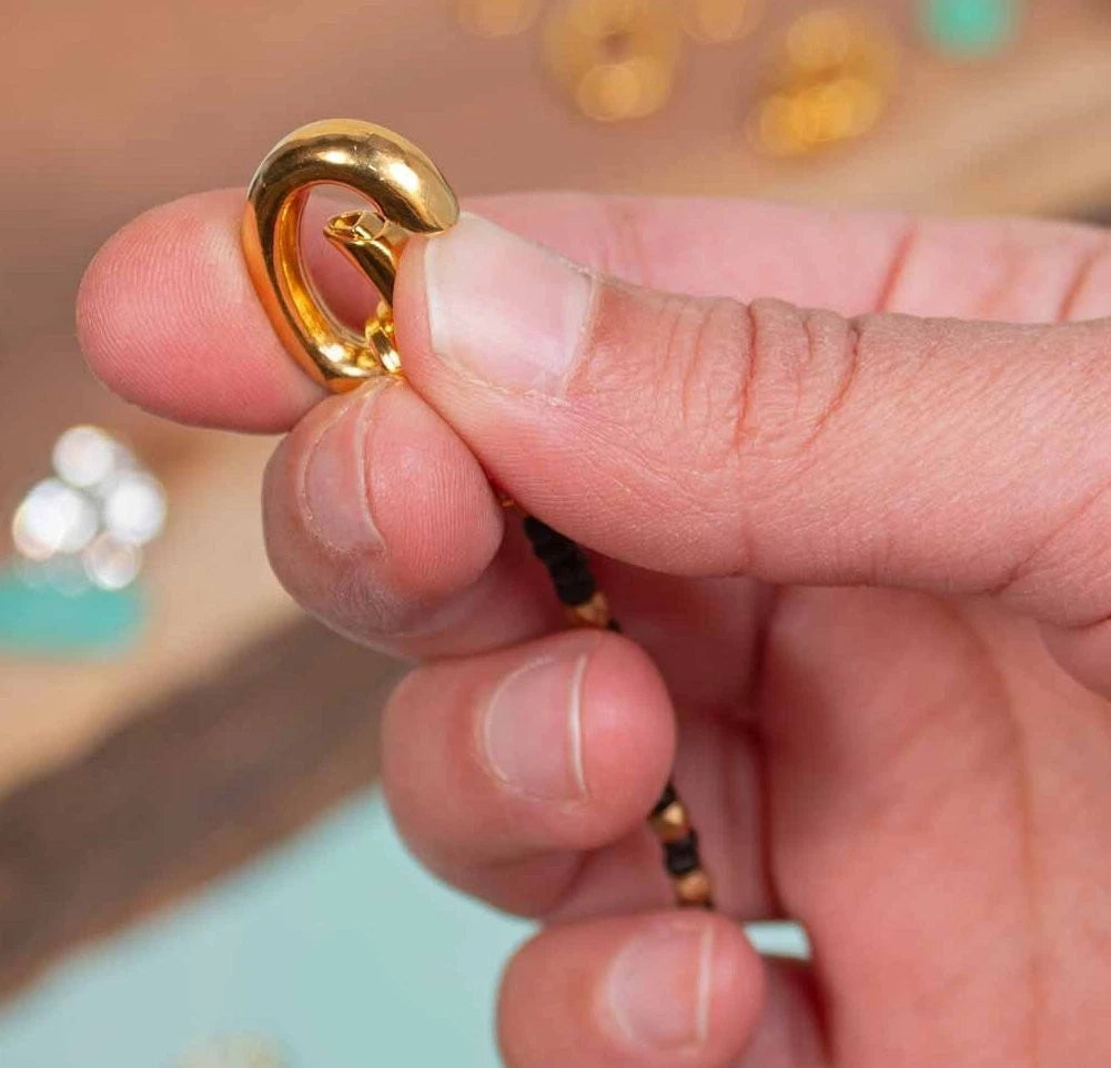 Clasp, 2 Large Gold Plated 20x16mm Self Closing Hinged Bail with Oval Jump Rings