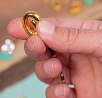 Clasp, 2 Large Gold Plated 20x16mm Self Closing Hinged Bail with Oval Jump Rings
