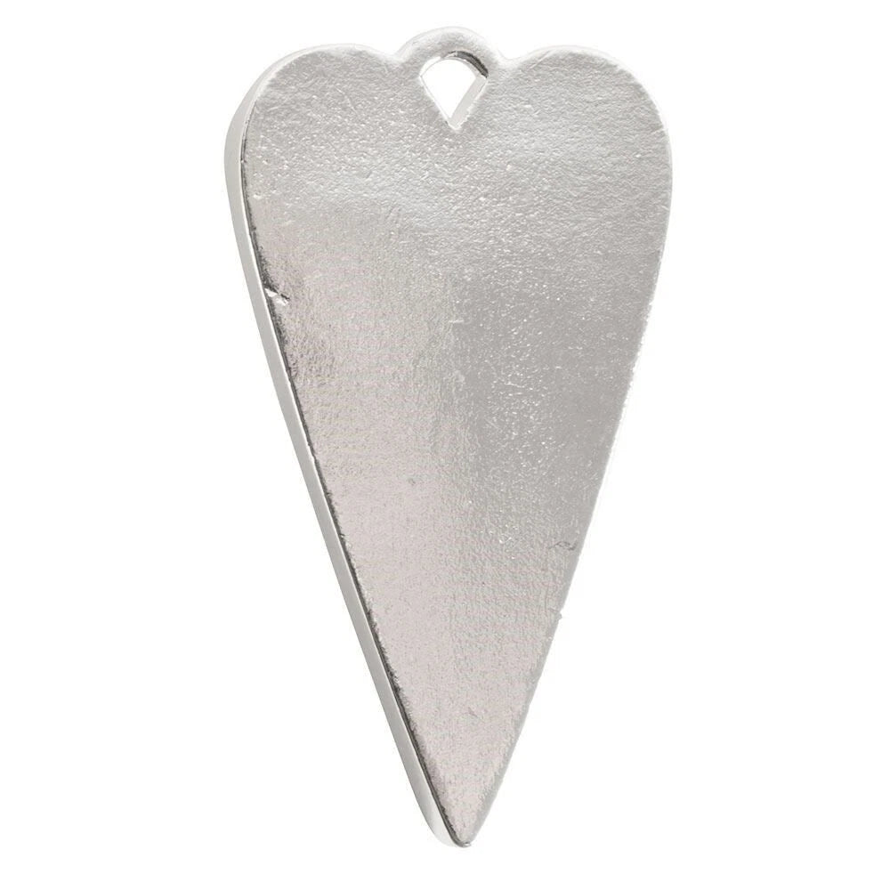 A single silver-toned metal heart-shaped pendant or charm with a small loop at the top, shown on a plain white background.