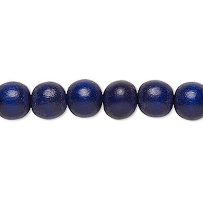 Dyed & Waxed Wood Round Beads 7-8mm - 2 Strands (approx. 108 pcs)