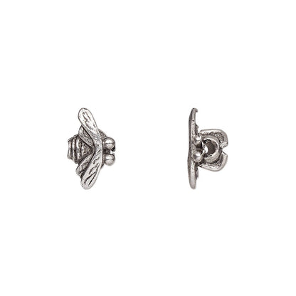 Antiqued Silver Pewter 13x6mm 3D Bumble Bee Beads, 4 pcs