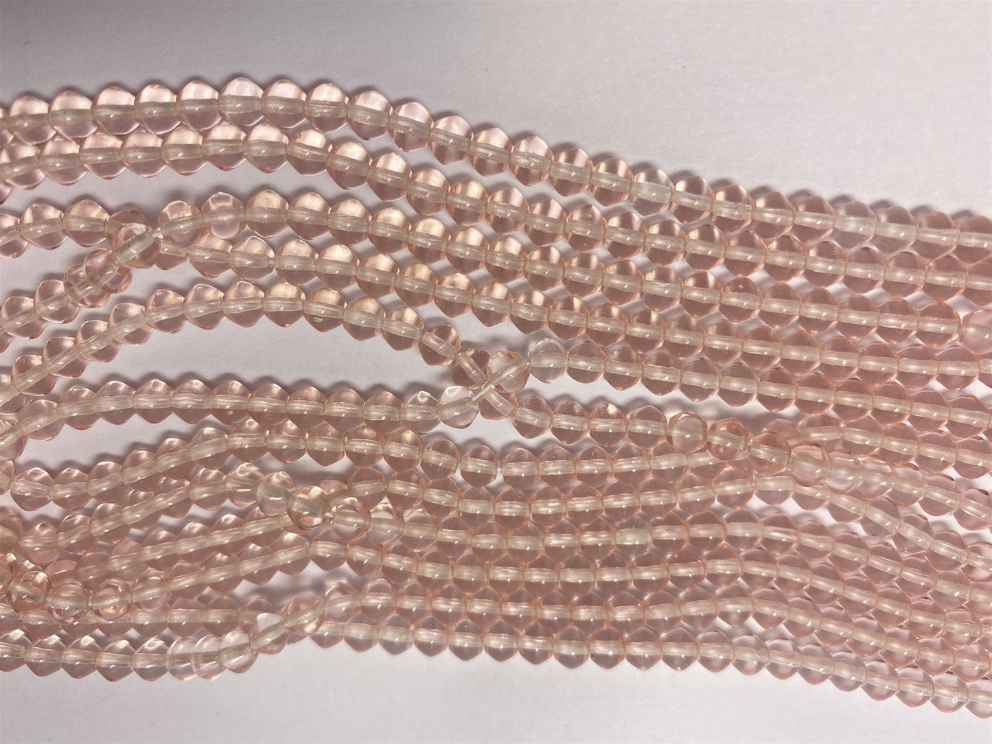 Czech Pressed Glass Rosaline Pink Spindle Beads, 5x4mm, 1 Strand (approx. 98)