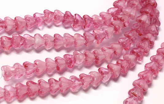 Crystal Pink Czech Glass Baby Bell Flower Beads 6x4mm, 50 pcs