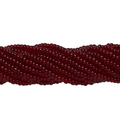 Transparent Ruby Red Czech Glass #11 Round Seed Beads - 1 Hank