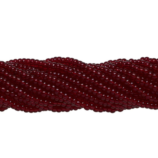 Transparent Ruby Red Czech Glass #11 Round Seed Beads - 1 Hank