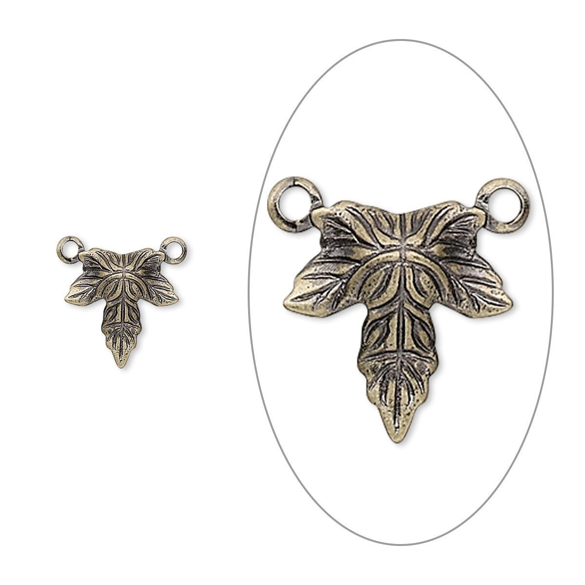 Antiqued Gold-Plated Brass 10x10mm Leaf Drop Connectors, 100 pcs