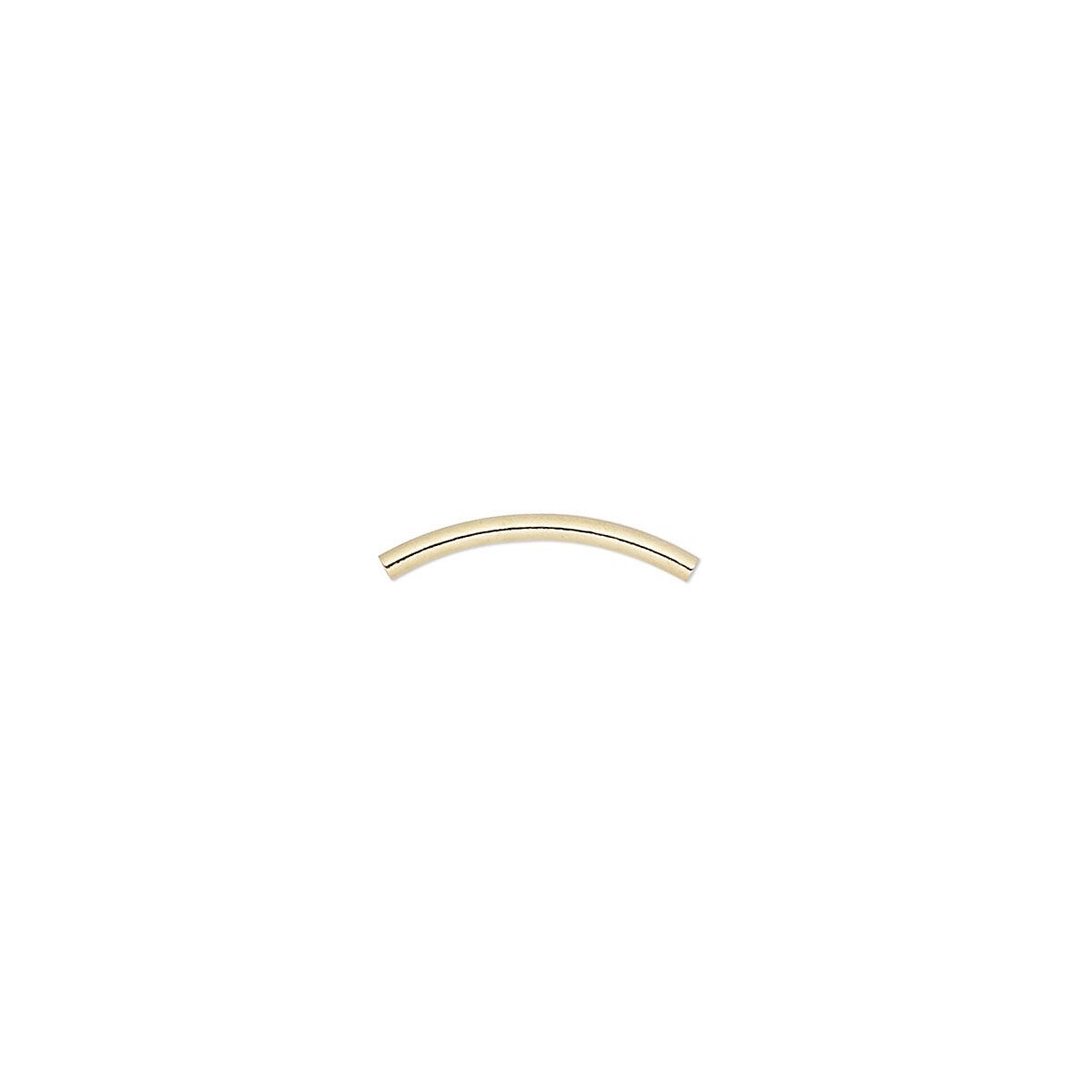 Brass 13x1mm Curved Tube Beads, Gold Plated, 100 pcs