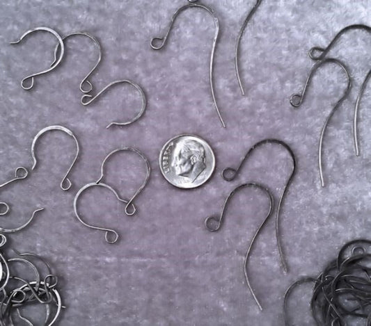 Gunmetal Plated Pewter Flat Fishhook & French Hook Ear Wire Mix, 36 Pairs