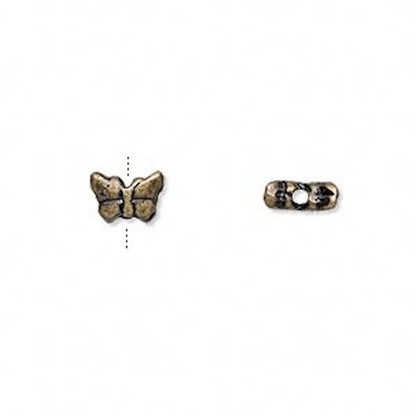 Antiqued Brass Pewter Butterfly Beads, 8x6mm (24)