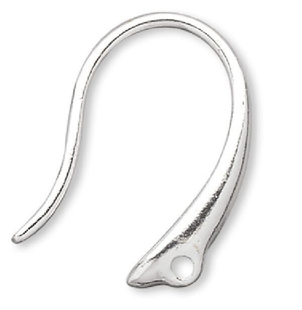 Plated Brass Fancy Fishhook Ear Wires 14mm Closed Loop - 10 pcs