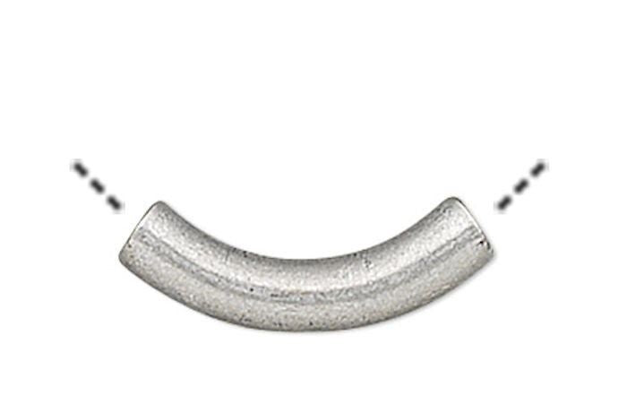 Brass 10x2mm Curved Tube Beads, Antiqued Silver Plated, 144 pcs