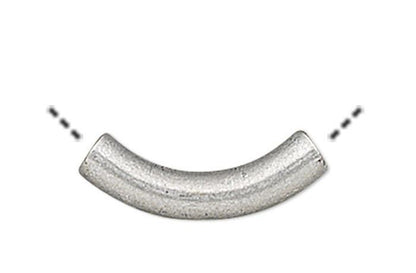Brass 10x2mm Curved Tube Beads, Antiqued Silver Plated, 144 pcs