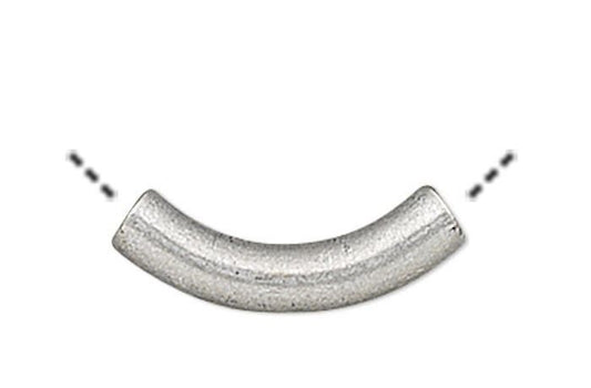 Brass 10x2mm Curved Tube Beads, Antiqued Silver Plated, 144 pcs