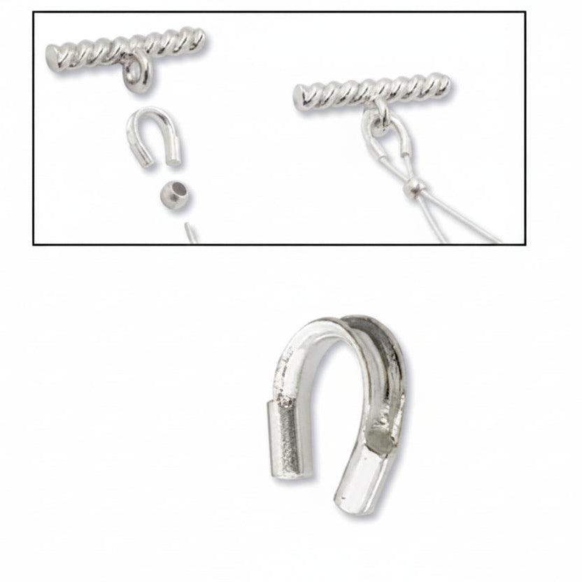 Sterling Silver Wire Guardians, 4x3mm, 0.5mm ID, 20 pcs