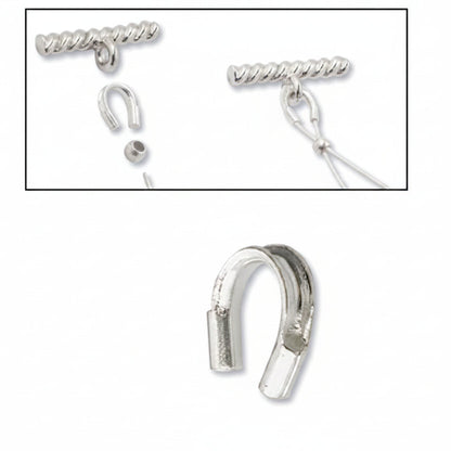 Sterling Silver Wire Guardians, 4x3mm, 0.5mm ID, 20 pcs