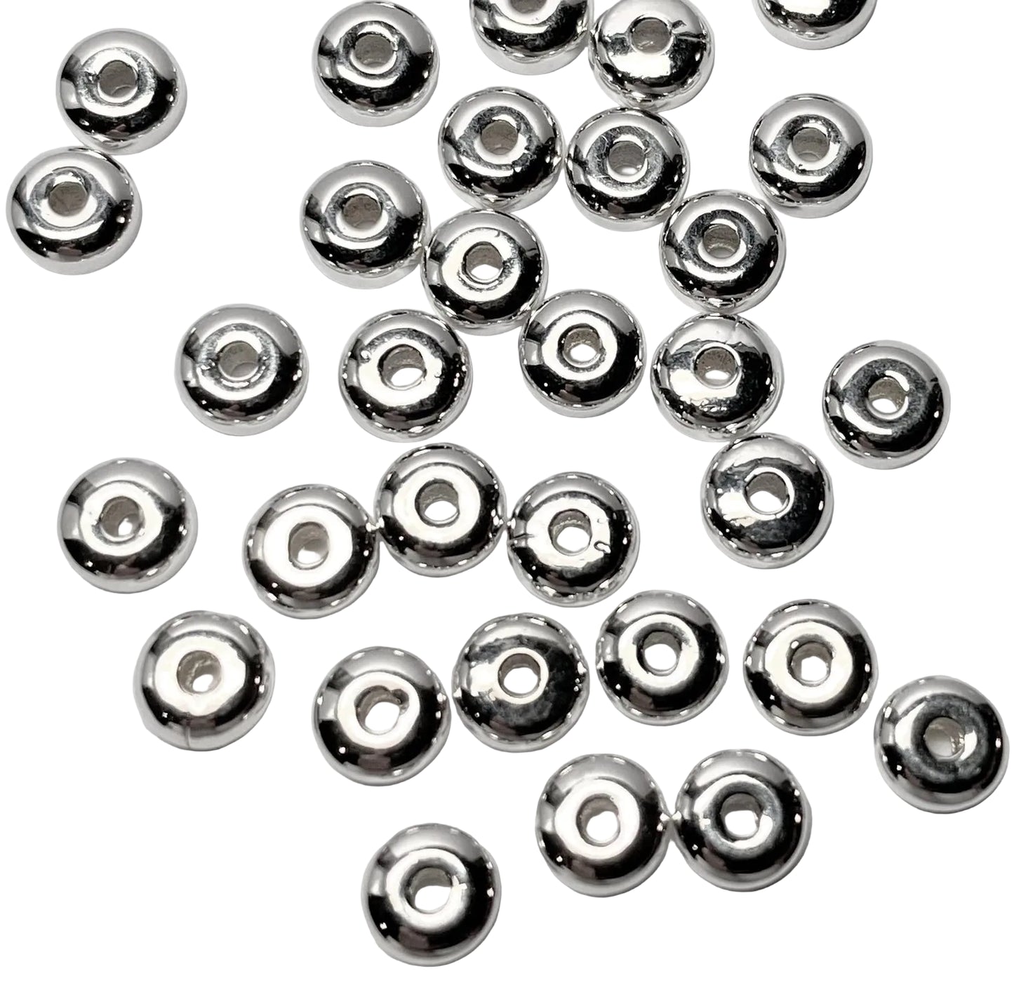 Beadsmith Silver Plated Brass Smooth Heishi Spacer Beads, 4.5x2.4mm, 144 pcs