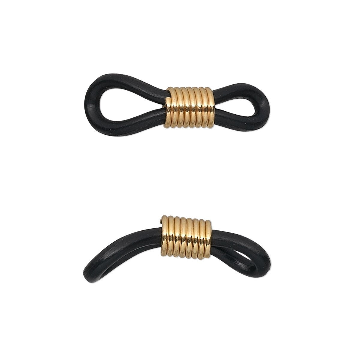 Black Rubber Eyeglass Holder Findings with Adjustable Gold Coil
