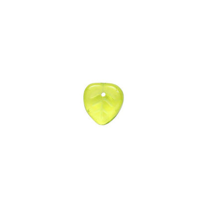 Czech Transparent Spring Green Pressed Glass Leaf Drop Beads, 9x8.5mm, 50 pcs