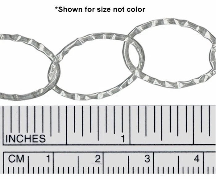 Gunmetal Hammered Oval Cable Chain, 14x20mm Links, 5 Meters (16.4 Feet), 1 Spool
