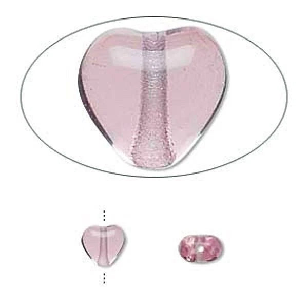 Czech Transparent Lavender Pressed Glass Heart Beads, 6mm, 1 Strand (approx. 68)