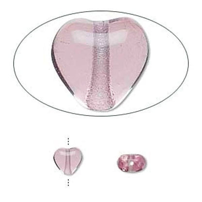 Czech Transparent Lavender Pressed Glass Heart Beads, 6mm, 1 Strand (approx. 68)