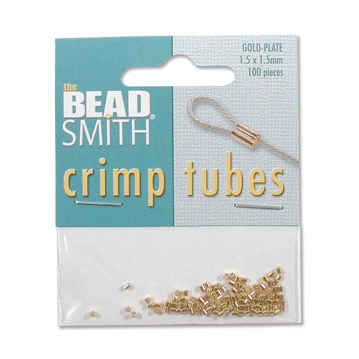 Beadsmith Gold Plated Crimp Tubes, 1.5x1.5mm, 100 pcs