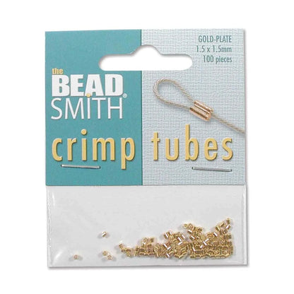 Beadsmith Gold Plated Crimp Tubes, 1.5x1.5mm, 100 pcs