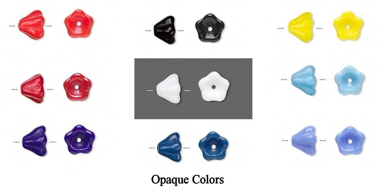 Czech Pressed Glass Bell Cone Flower Beads 8.5x6.5mm - 20 pcs