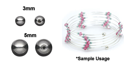 Stainless Steel Half-Drilled Memory Wire End Beads, 3mm or 5mm
