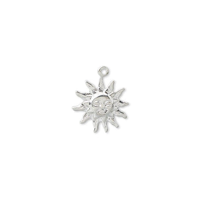 Silver Plated Brass Happy Sun Face Charms 12x12mm Single Sided – 100 pcs