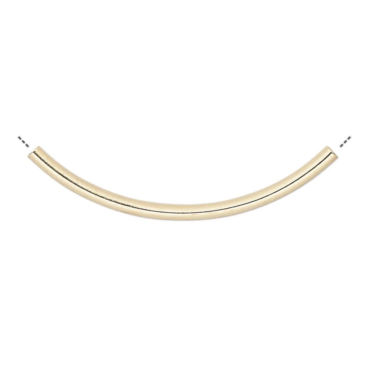 Curved Tube Bead, Gold Plated Brass 38x2mm, 144 pcs