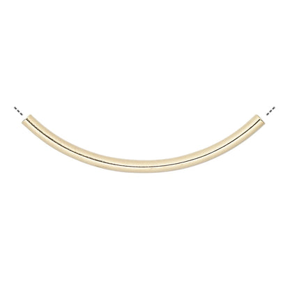 Curved Tube Bead, Gold Plated Brass 38x2mm, 144 pcs