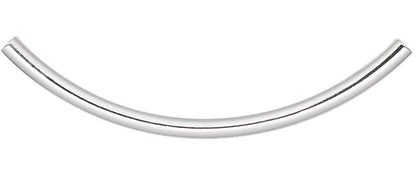 Silver Plated Brass Curved Tube Beads 38x2mm, 10 pcs