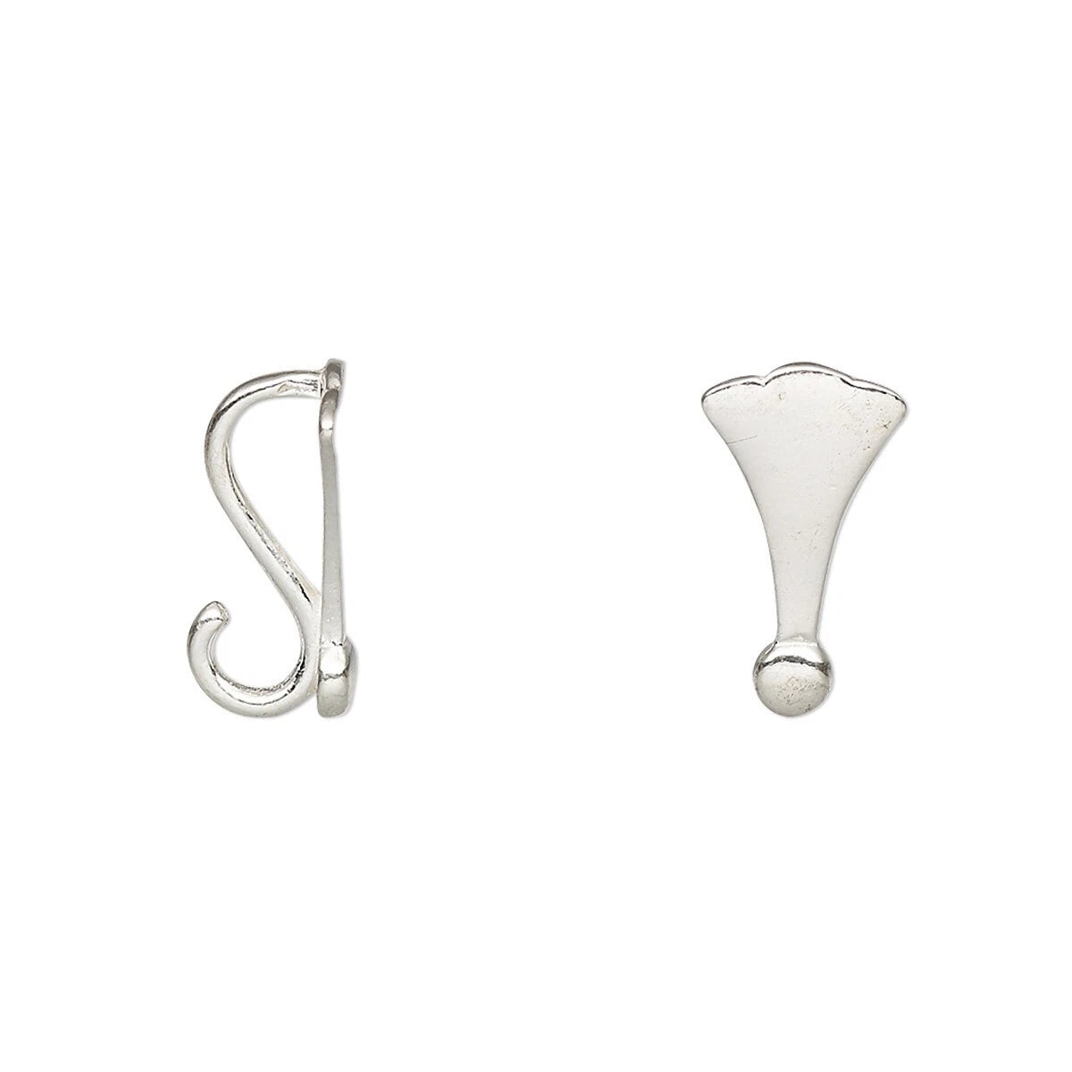 Sterling Silver Antiqued Fan Bails with Hidden Loop, 15x8mm - 2 pcs