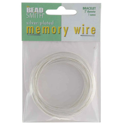 Silver Plated Stainless Steel Bracelet Memory Wire 2", 1 oz (approx. 70 loops)